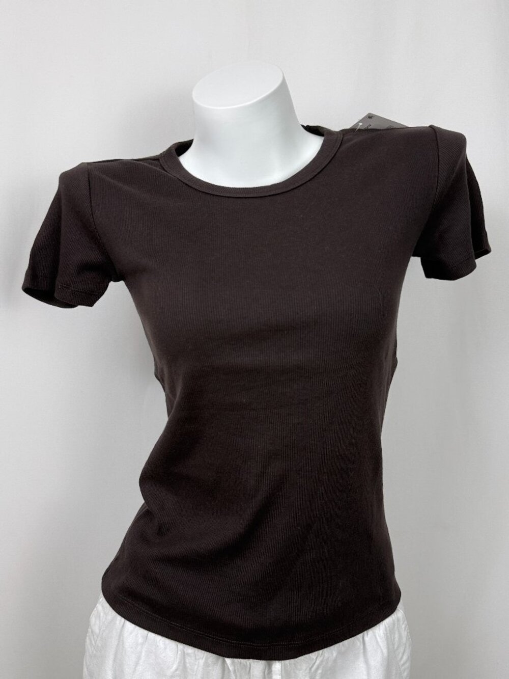 🔥4 for $20🔥George Womens Ribbed Short Sleeve T-Shirt Dark Brown XS